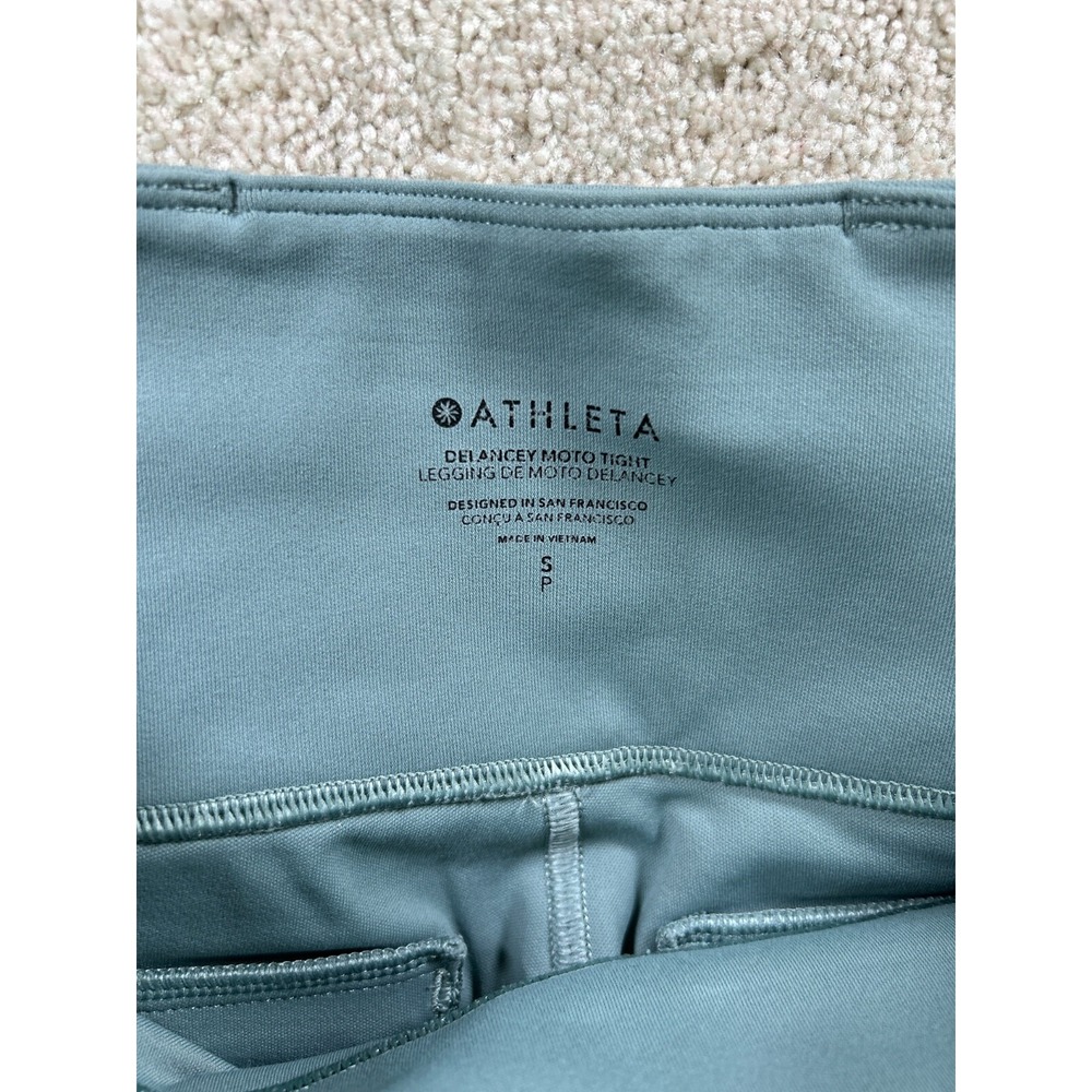 Athleta Womens Size Sp Green Leggings Back Zip Pockets Athleisure‎ - Picture 5 of 12